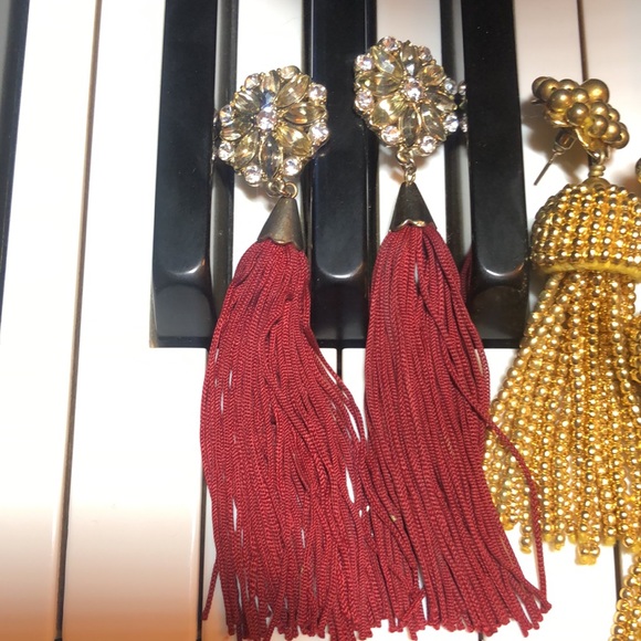 Three pairs of vintage large dangle earrings - Picture 2 of 8